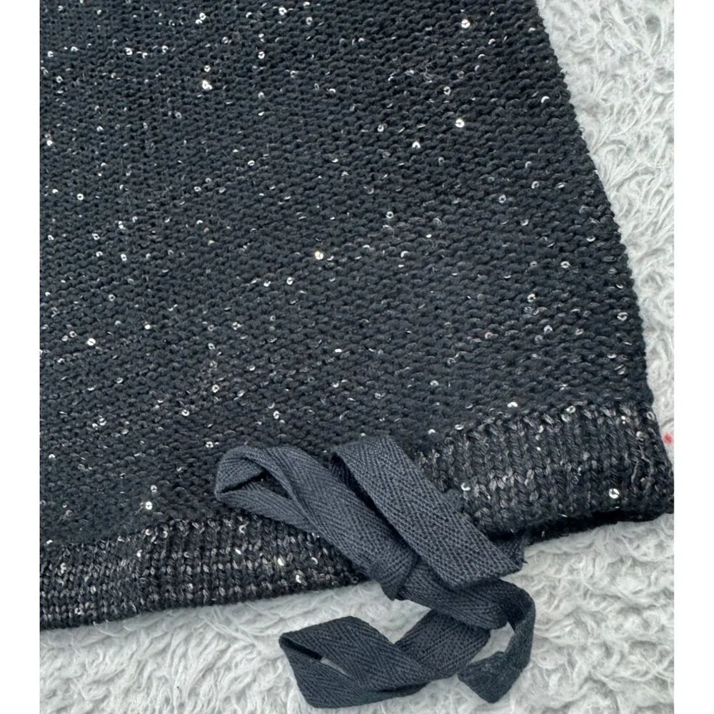 DKNY Jeans Womens XL Sequin V-Neck Sweater Black Light Soft Comfortable - Picture 7 of 14